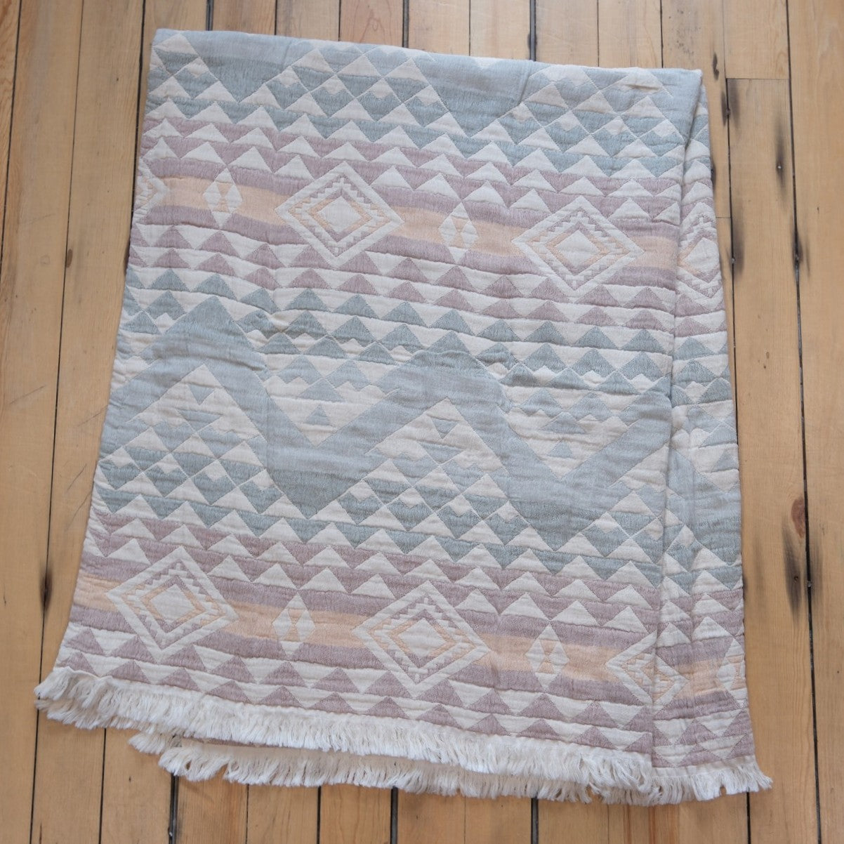 Pendleton Fringed Cotton Throw in Highland Peak - Aqua