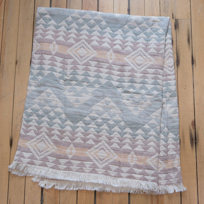 Pendleton Fringed Cotton Throw in Highland Peak - Aqua