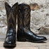 View of Hyer 100 boots in Brown Alligator Mississippiensis featuring an almond toe and luxurious alligator leather