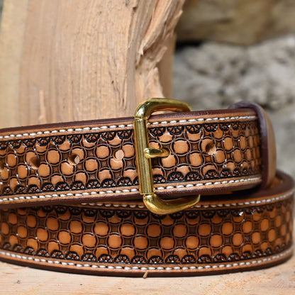 Silver Spurs Saddlery Leather 1-Geo Belt view of detail