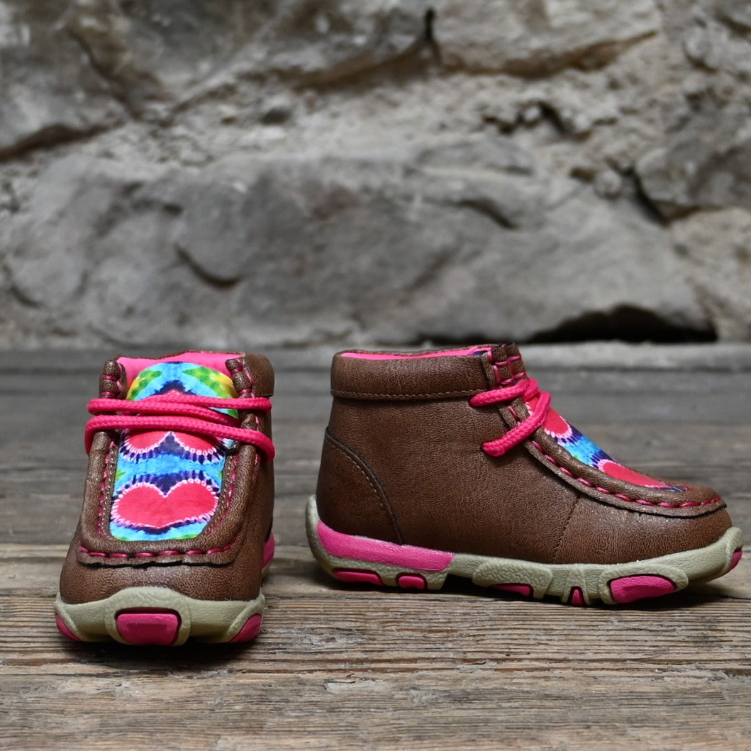 Twister Abigale toddler casual shoes in brown with pink heart design