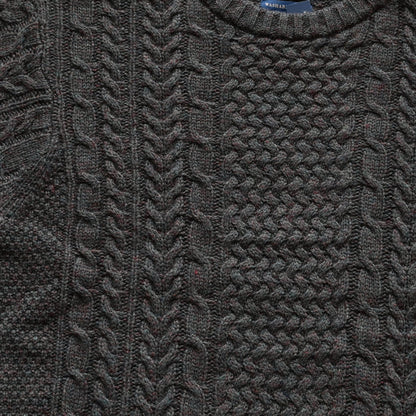 View of Pendleton men’s wool fisherman sweater in Camo Heather with cable knit