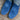 View of Horse Power 11" High Noon boot with turquoise suede vamp, grey top, cutter toe, and pull holes