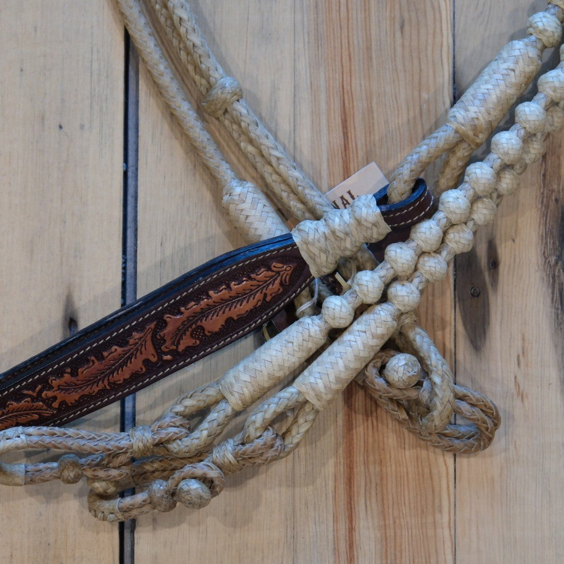 Traditional Rawhide 102" 12 Plait 60 Button Romel Reins - Natural