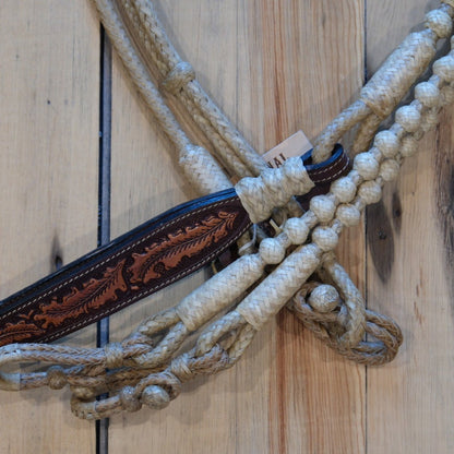 Traditional Rawhide 102" 12 Plait 60 Button Romel Reins - Natural