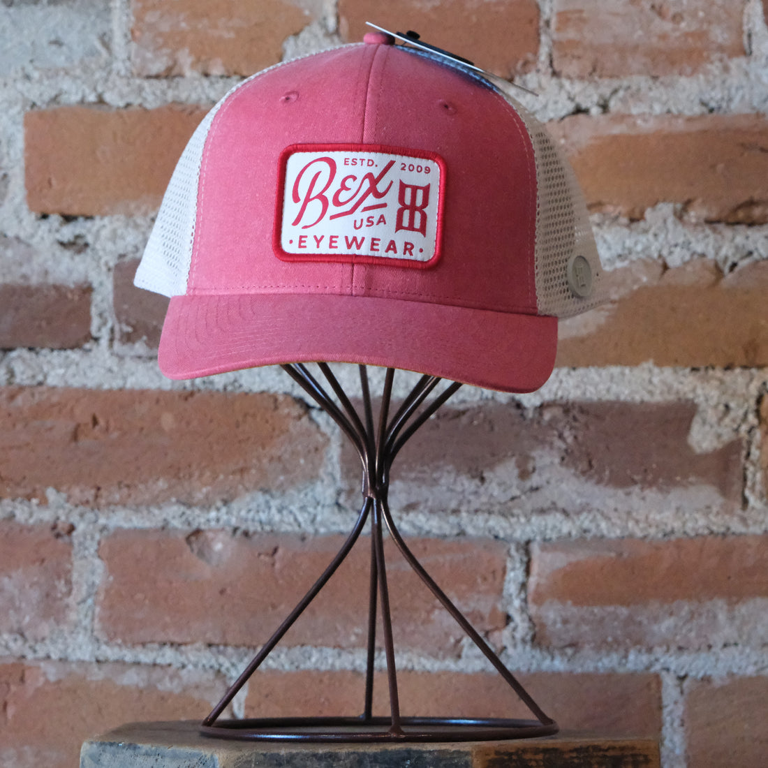 BEX Wyatt cranberry and beige felt hat with structured crown and contrasting brim