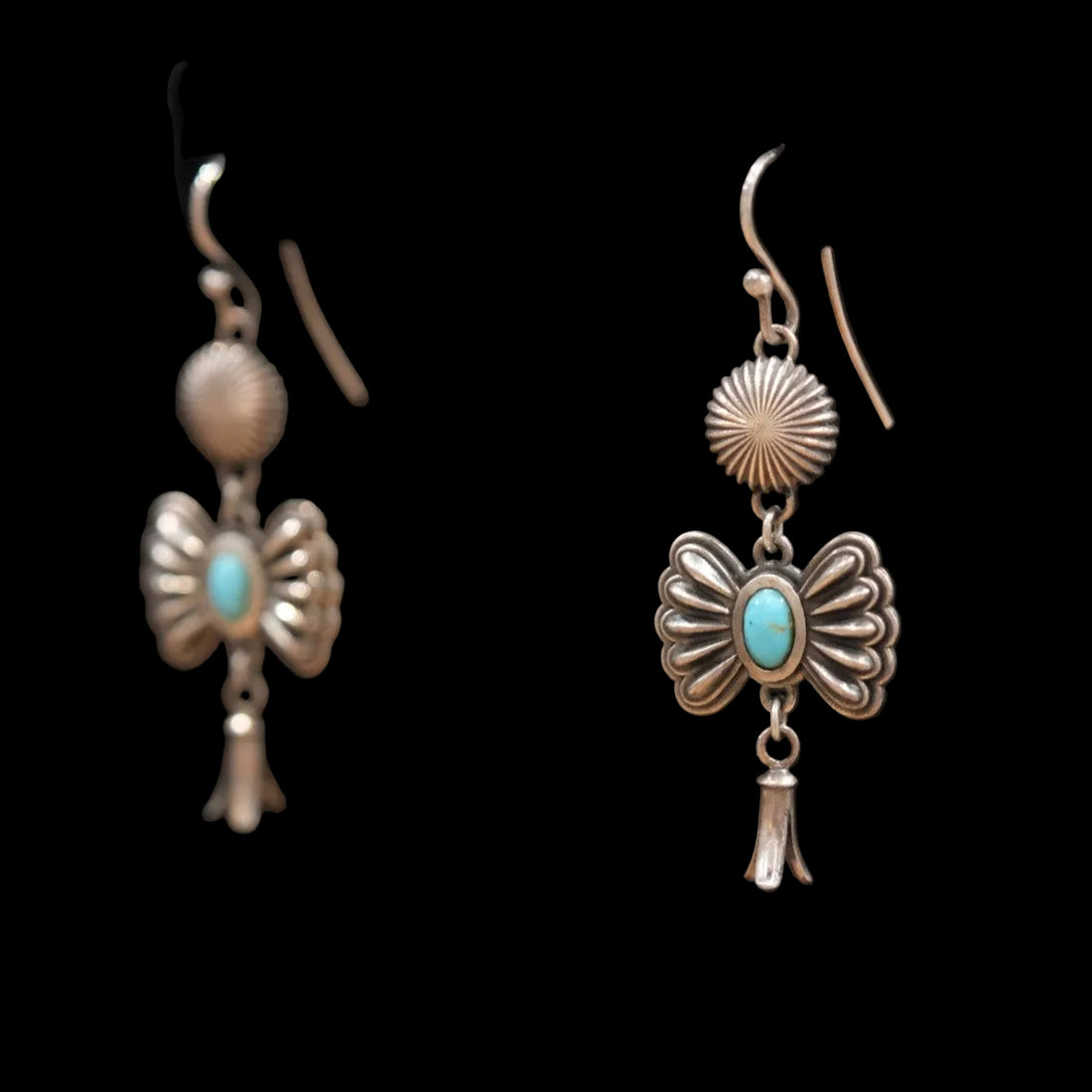 Peyote Bird Dennis Hogan Butterfly Blossom Earrings - Sterling Silver and Turquoise