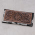 American Darling tooled leather checkbook wallet with hair-on hide and snap closure