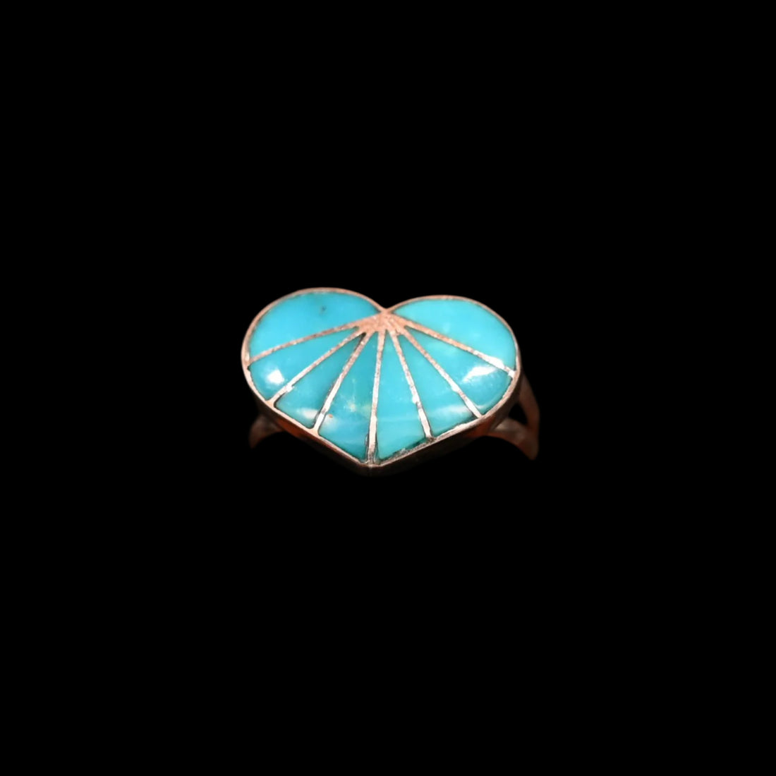 View of Sunwest Silver Kingman Turquoise Heart Ring featuring a heart-shaped design with a Kingman turquoise stone set in sterling silver