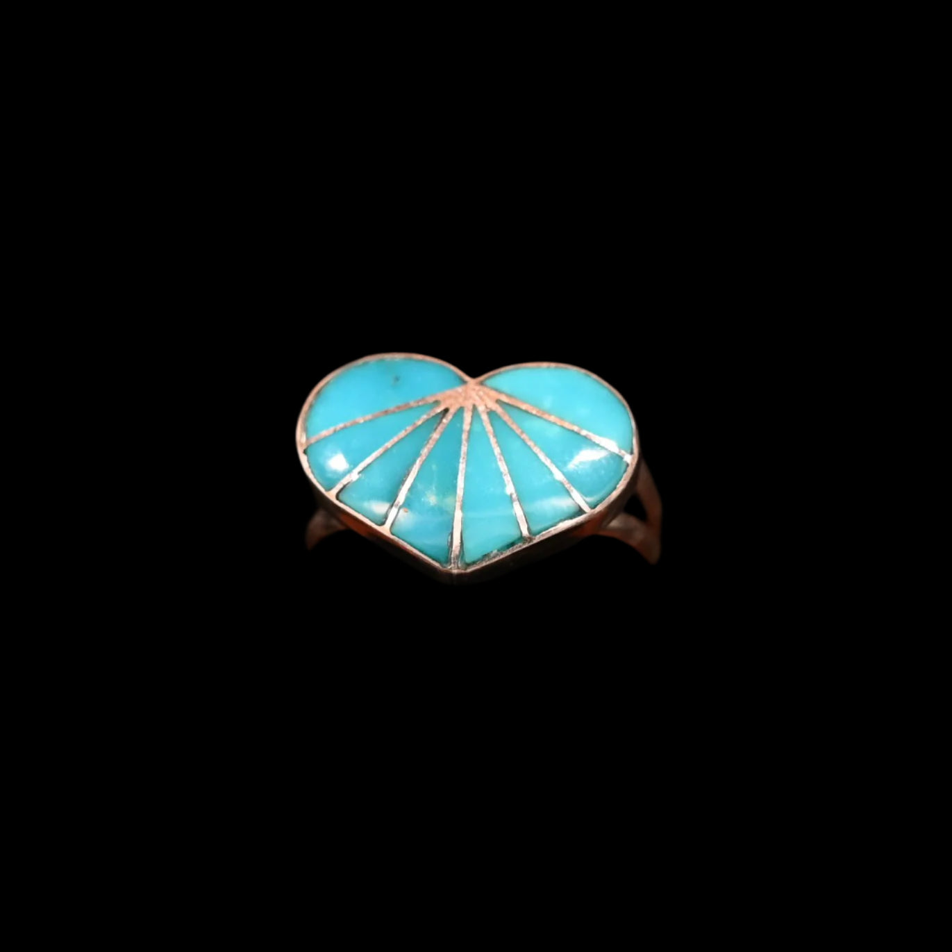 View of Sunwest Silver Kingman Turquoise Heart Ring featuring a heart-shaped design with a Kingman turquoise stone set in sterling silver