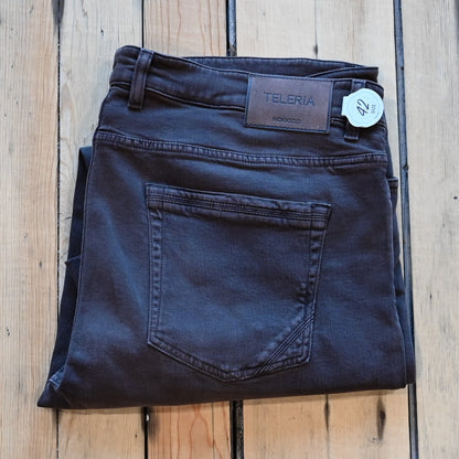 Teleria Zed 5 Pocket Jean in Wenge soft Italian dark brown denim with classic five-pocket design