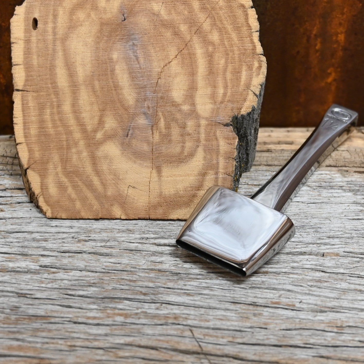 Weaver Master Tool 1 ¼-inch oblong leather punch, hand-forged polished steel