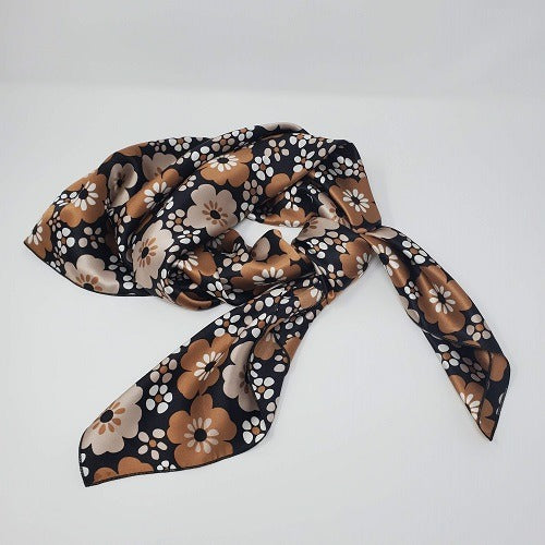 Cowboy Images Charmeuse Prairie Flower Brown 36x36 wild rag