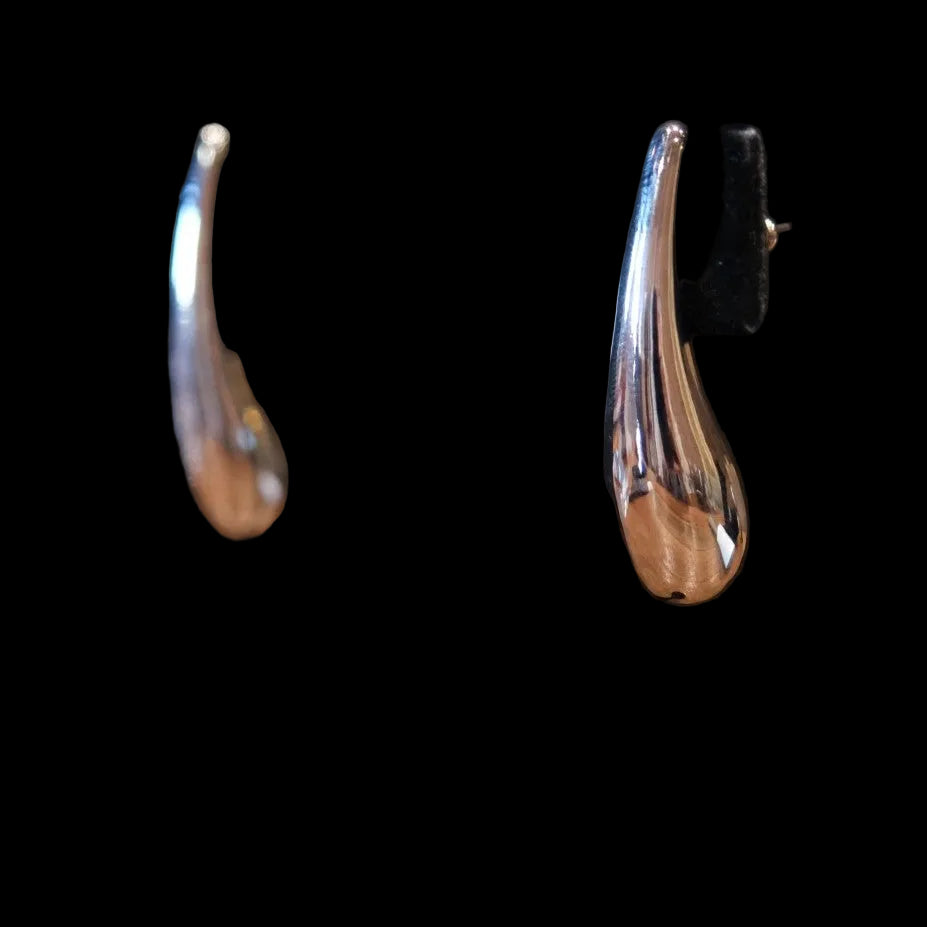 Athena Designs Sleek Silver Teardrop Earrings