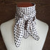 Cowboy Images 36x36 beige silk crepe de chine scarf with 3/16″ black dot pattern