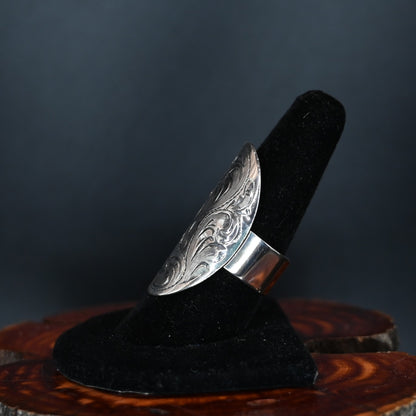Vogt Silversmiths Clara Going Out adjustable hand-engraved sterling silver ring