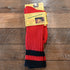 Filson 1970s Logger thermal socks in scarlet red, thick wool knit with ribbing