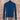 View of Pendleton rib merino turtleneck in Peacock Blue with slim fit and folded neck