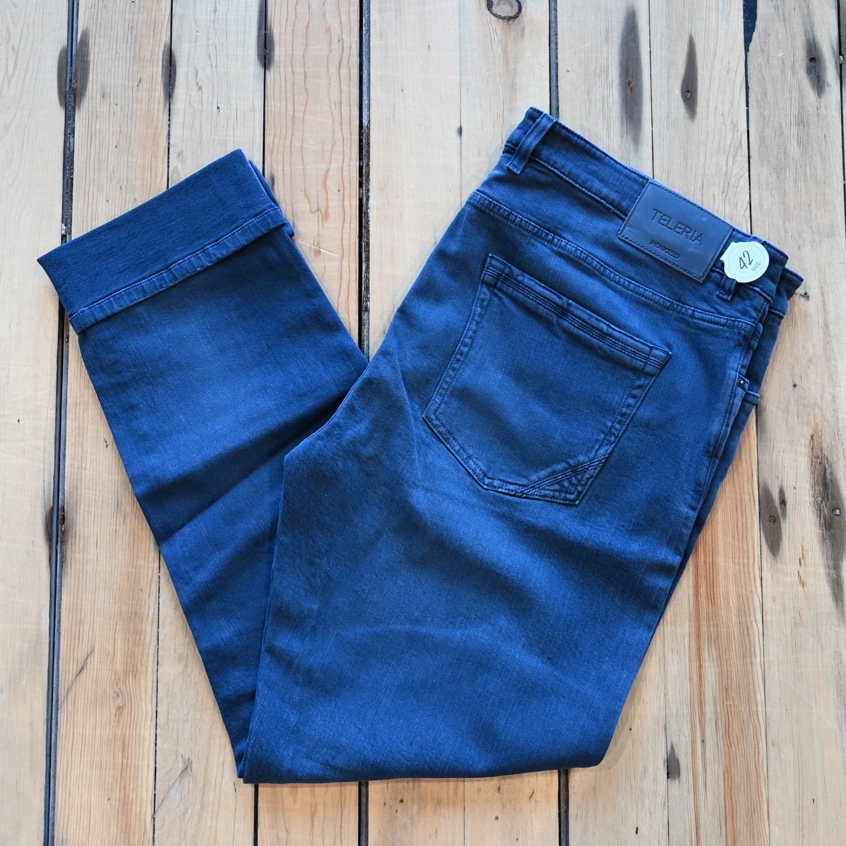 Teleria Zed 5 Pocket Jeans in B. Oxford soft Italian denim with modern tailored fit