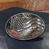 Nocona oval American flag and eagle buckle with bronze and gold accents