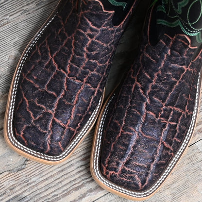 View of Anderson Bean 13&quot; boot with bark vintage elephant vamp and black glove leather top