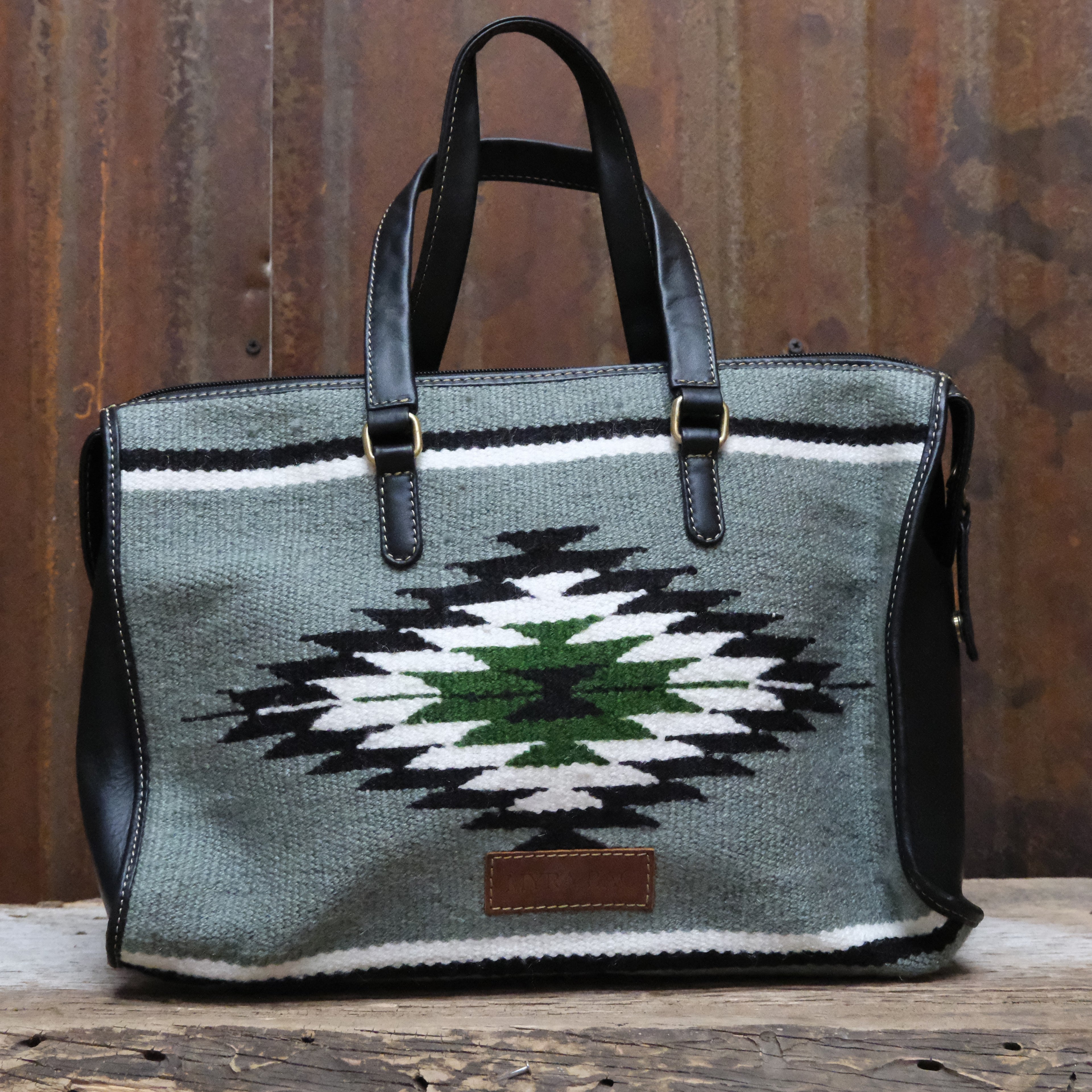 Myra Cloud Arrow printed canvas tote bag with leather trim and spacious interior