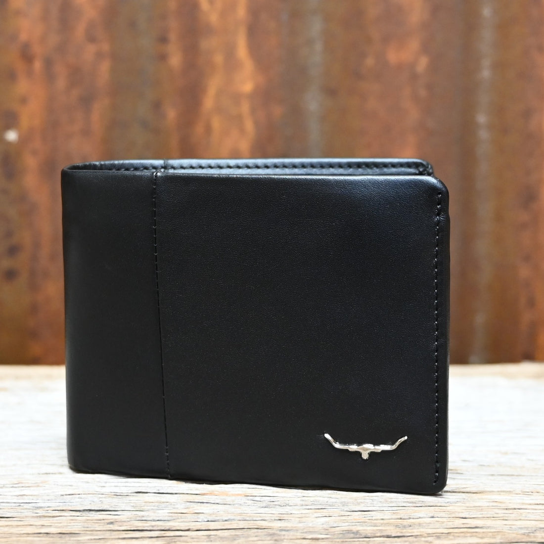 R.M. Williams leather wallet with coin pocket and embossed logo