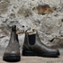 Blundstone Classic Chelsea boots in steel grey leather with elastic sides and pull tabs