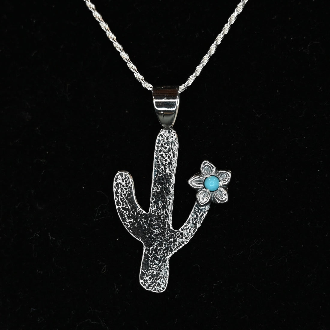 Vogt Silversmiths blooming cactus pendant sterling silver with turquoise