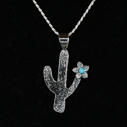 Vogt Silversmiths blooming cactus pendant sterling silver with turquoise