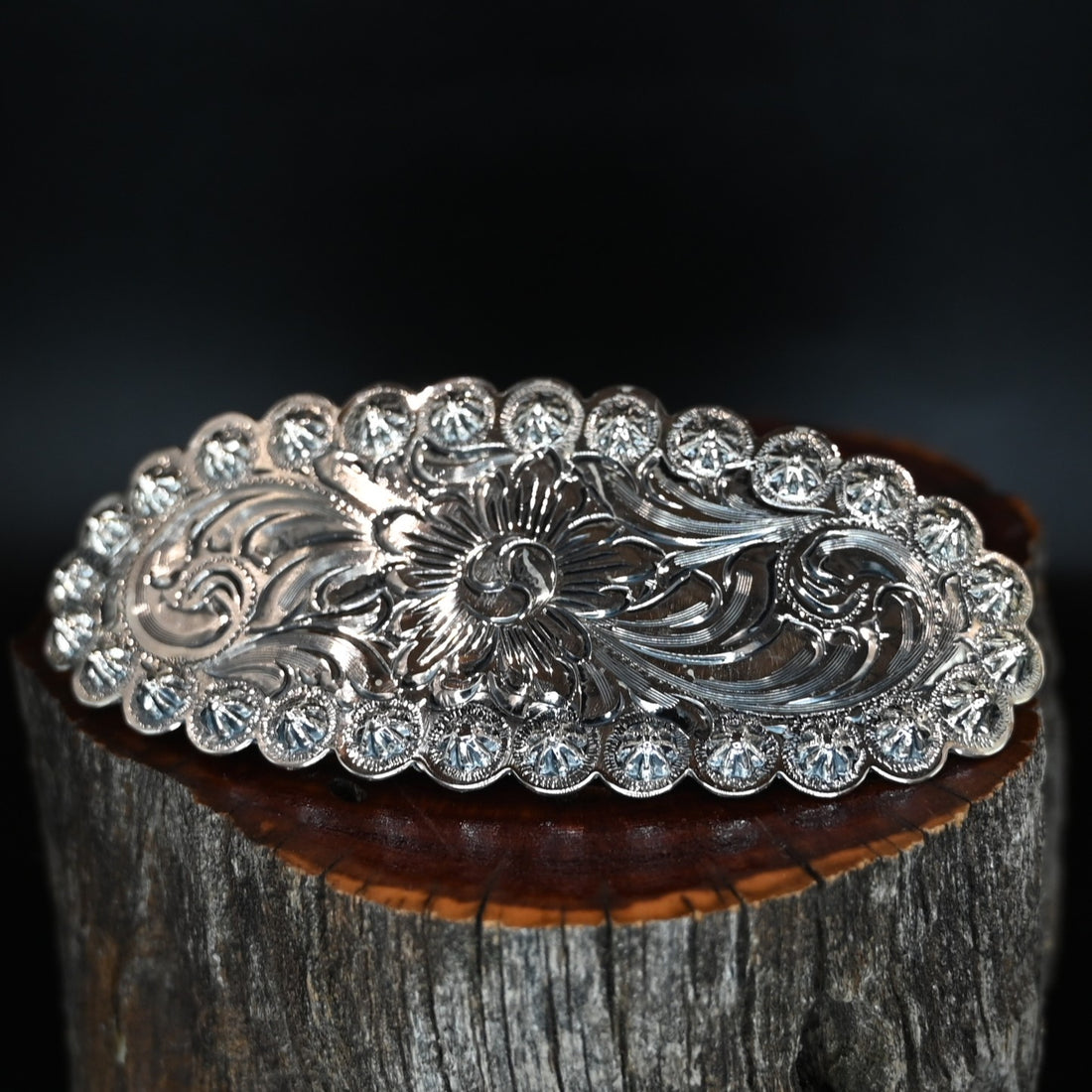 Vogt Silversmiths Rosette floral sterling silver barrette
