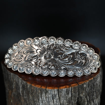 Vogt Silversmiths Rosette floral sterling silver barrette