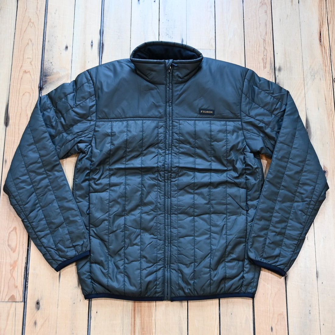 Filson Ultralight Jacket in Raven color; insulated, ultralight, hoodless