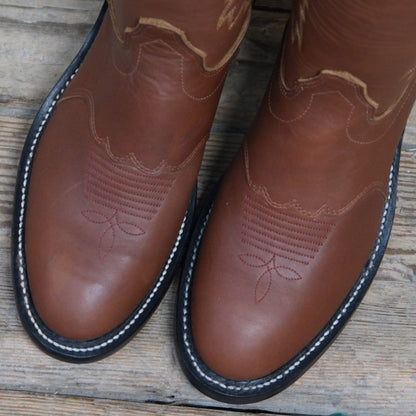 Olathe 18-Inch Cavalry Polo boots in rich brown leather with tall tops.