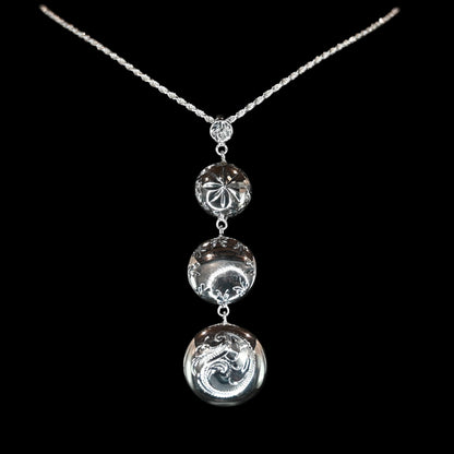 Vogt Silversmiths Kimberly Going Out pendant, sterling silver with three engraved conchos