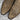 View of Stallion snip‑toe ankle boot in distressed camel kid with chocolate buckstitching and side zipper
