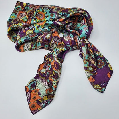 Cowboy Images Busy Day plum charmeuse wild rag 36x36