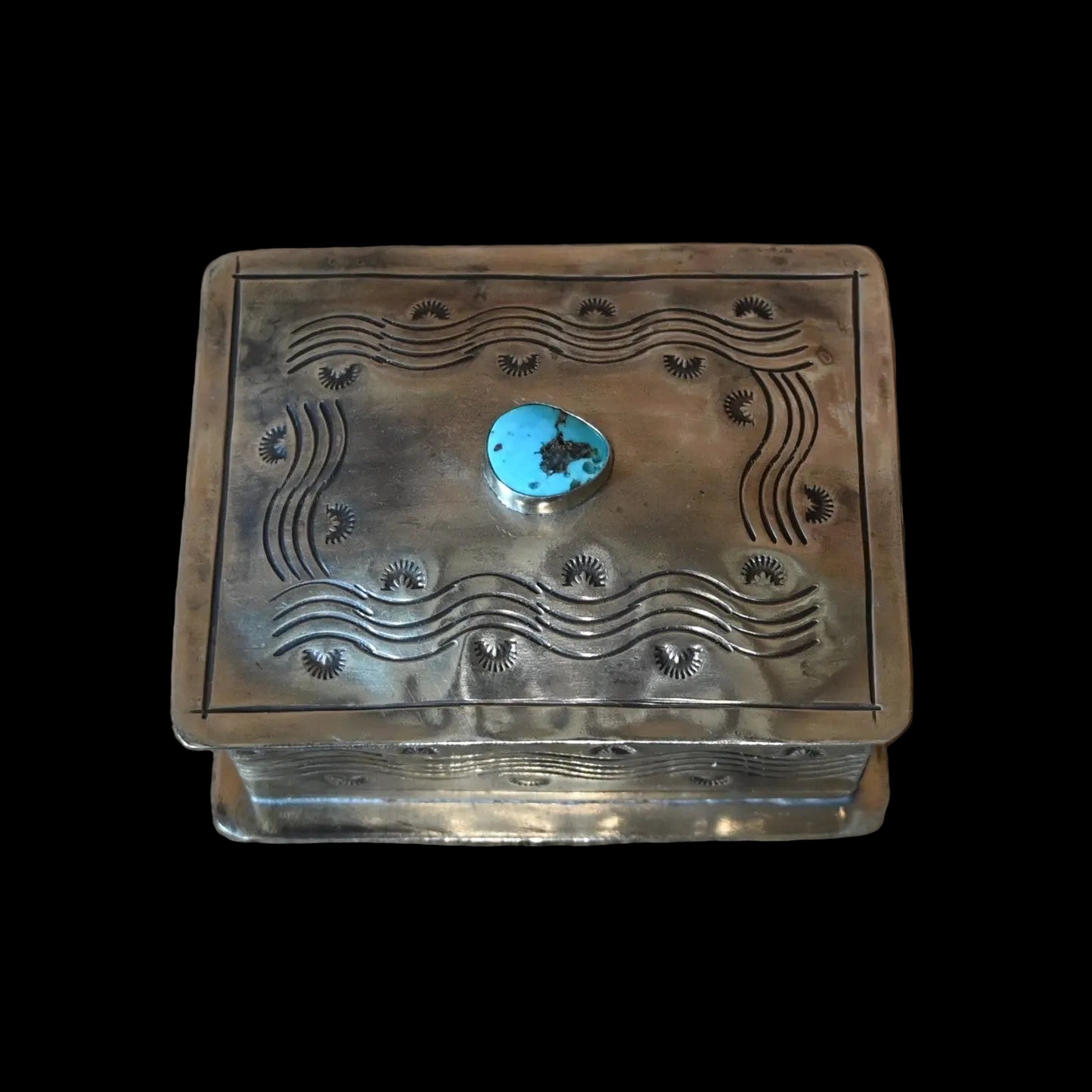 Alexander Rustic Silver Box J. Alexander Rustic Silver Small Stamped Box with Turquoise – Atomic 79