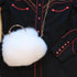Morris Kaye white fox fur purse with gold ring handle and chain strap