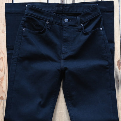 View of Kimes Ranch Jennifer Jeans in Black, showcasing ultra high rise and super wide flare leg