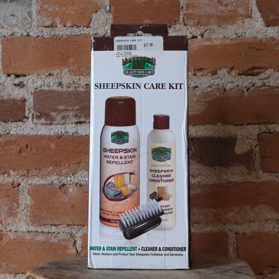 Sheepskin care kit with cleaner and conditioner for boots and slippers