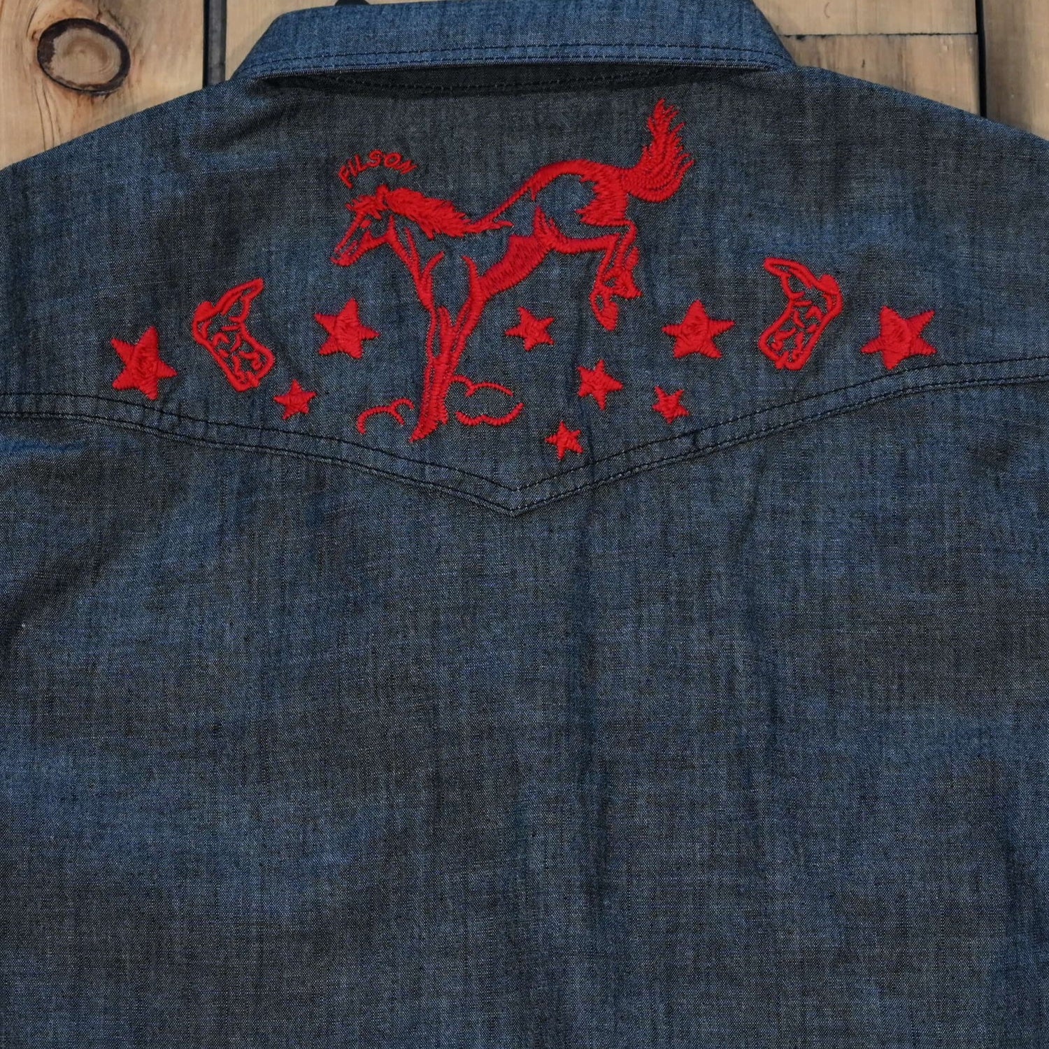 Filson Ladies Embroidered Western Shirt Black Chambray