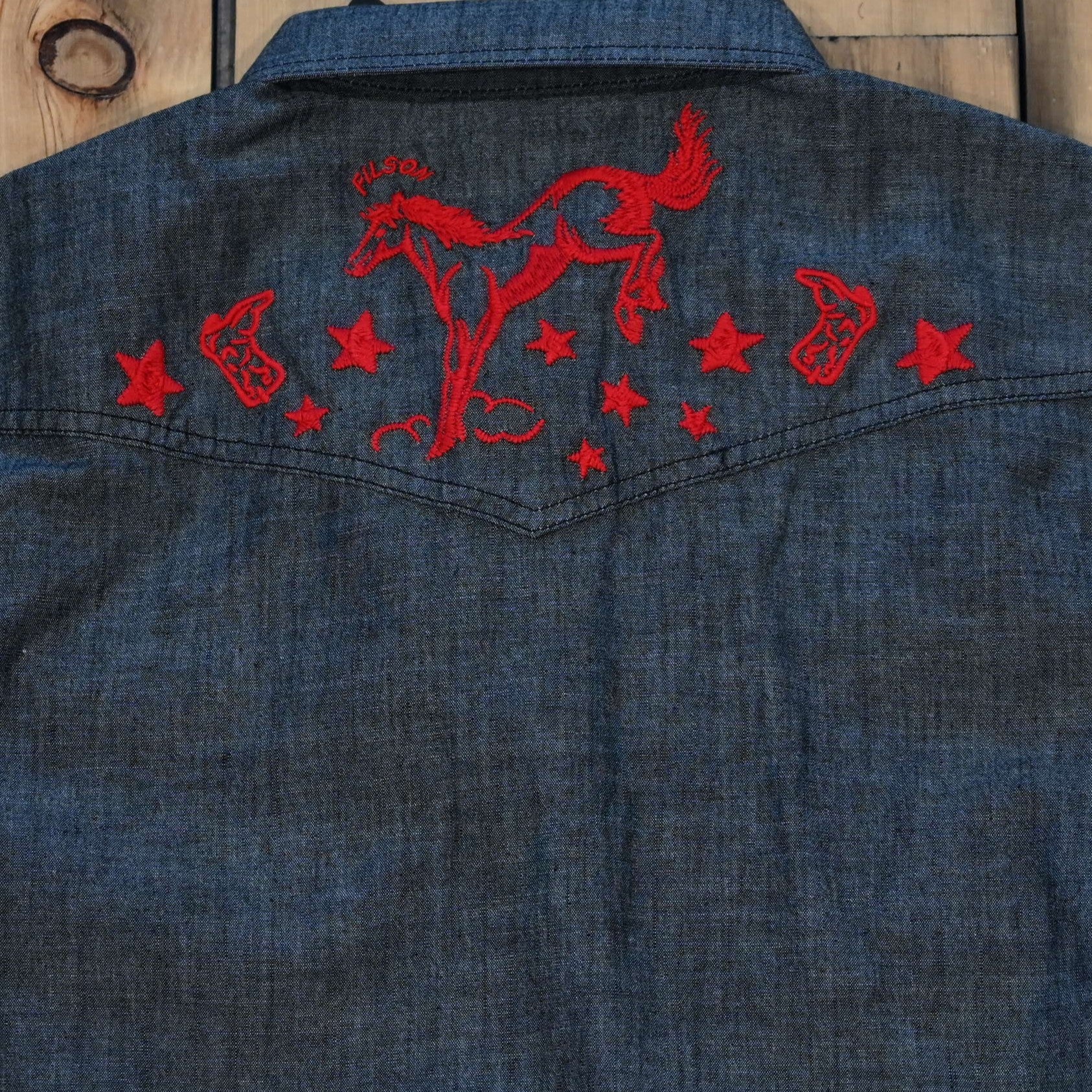 Filson Ladies Embroidered Western Shirt Black Chambray