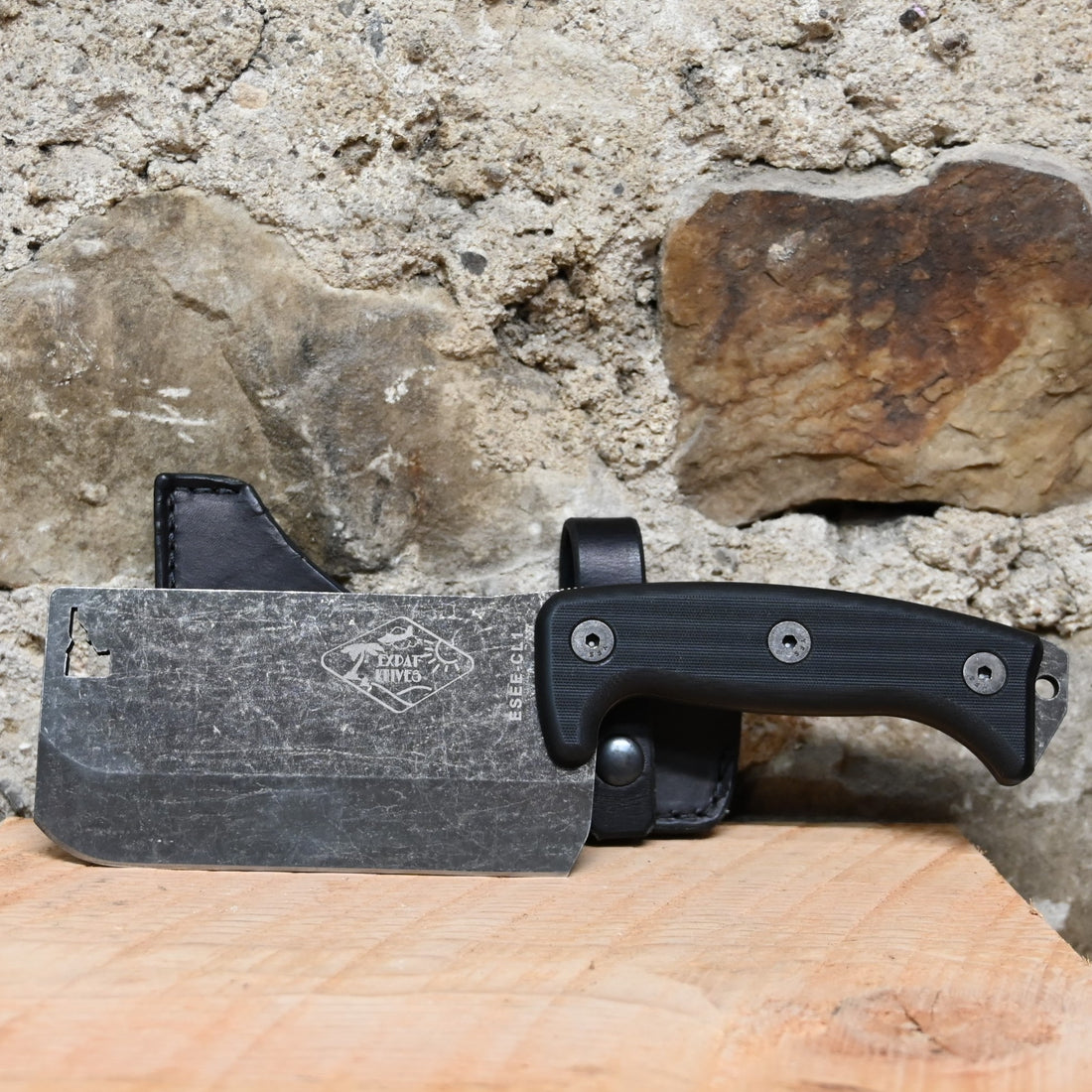ESEE Cleaver - Black G10 Handles view of cleaver