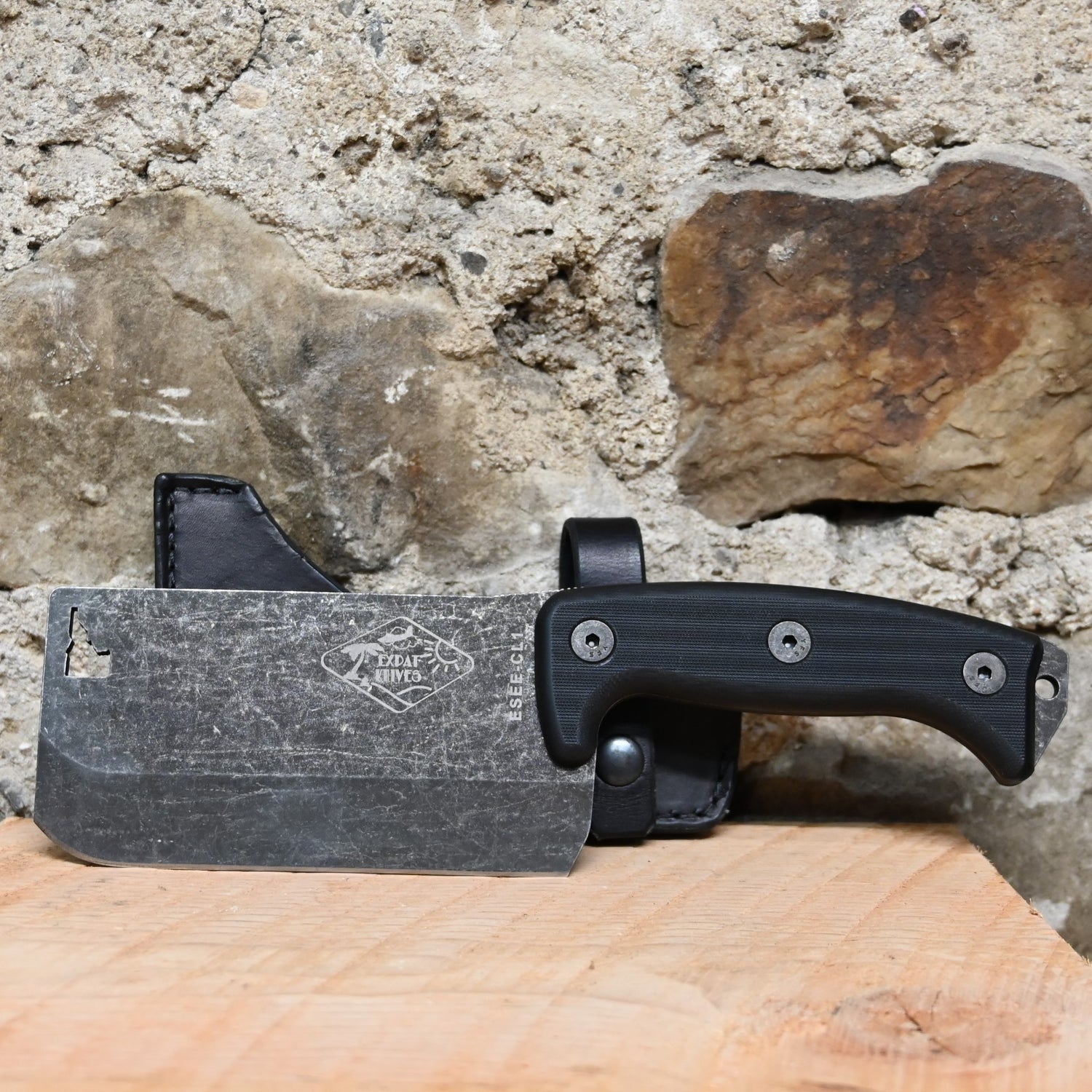 ESEE Cleaver - Black G10 Handles view of cleaver