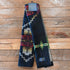 View of Black Pendleton scarf with Four Corners jacquard pattern and fringe