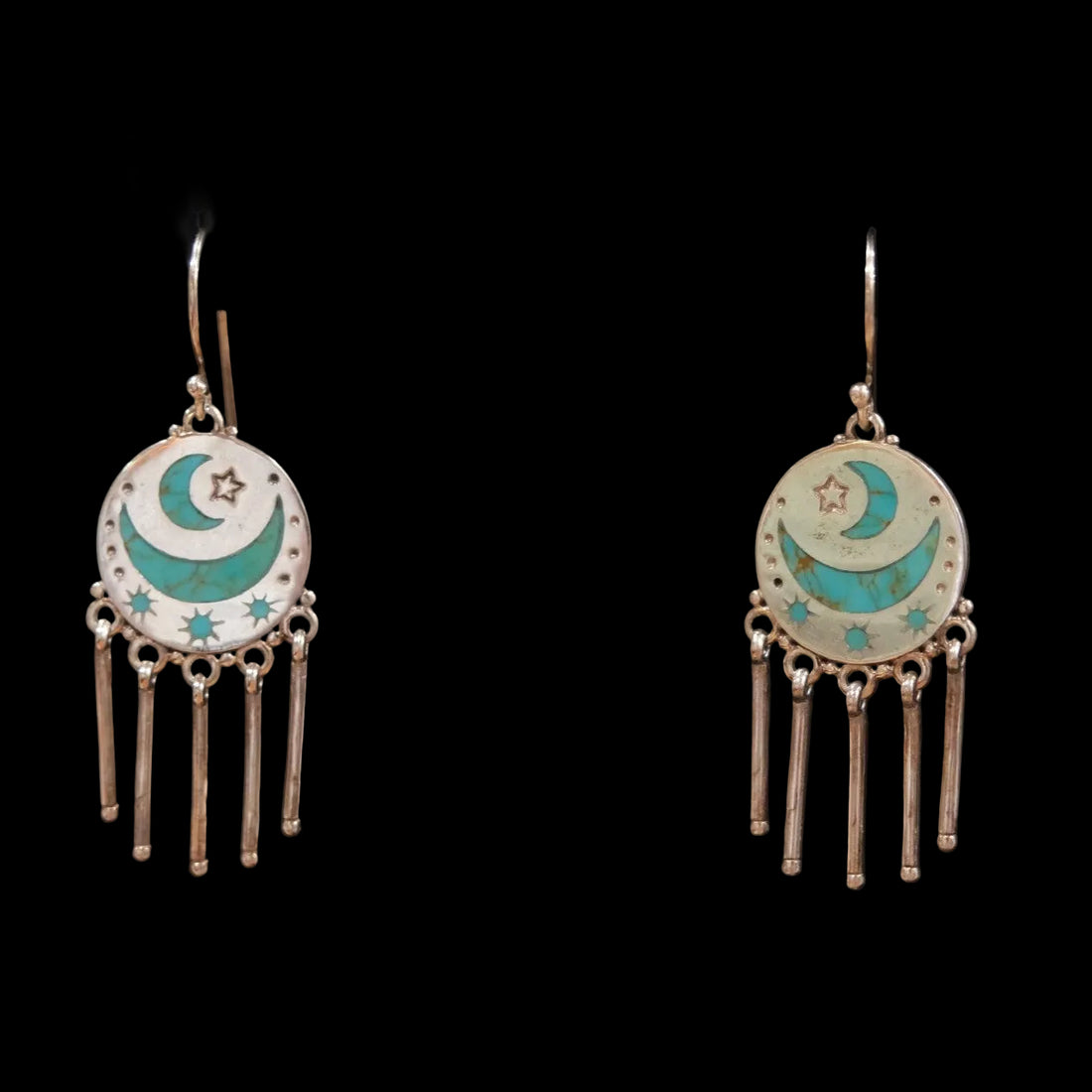 Peyote Bird Astra Dangle Earrings - Turquoise Moon and Star Jewelry