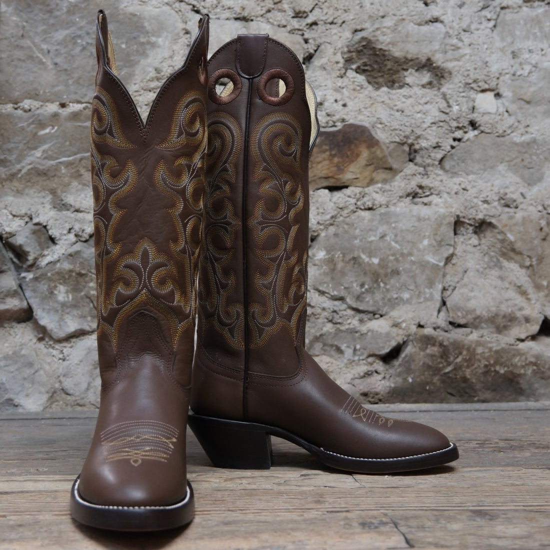 Hondo 16" Cowboy Boot - Black or Brown Retan with Flourished Stitching