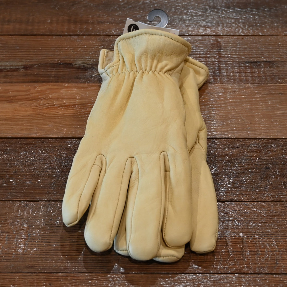 Geier Gloves tan pile-lined deerskin gloves with elastic back