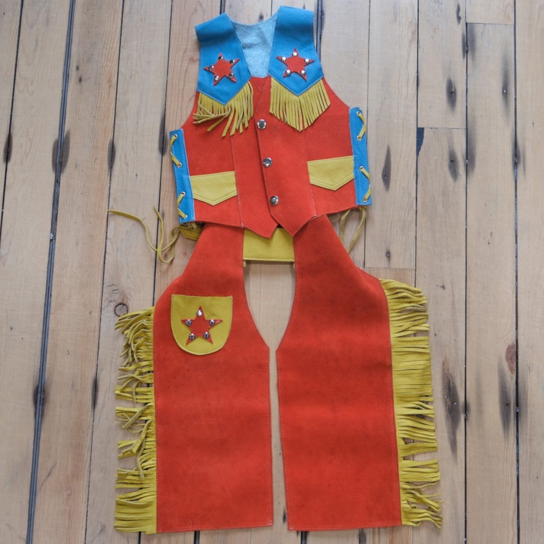 SouthBay Kids Rodeo Vest and Chaps Set - Blue and Orange